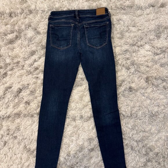 American Eagle Dark Wash Ripped Skinny Jeans - Picture 2 of 2